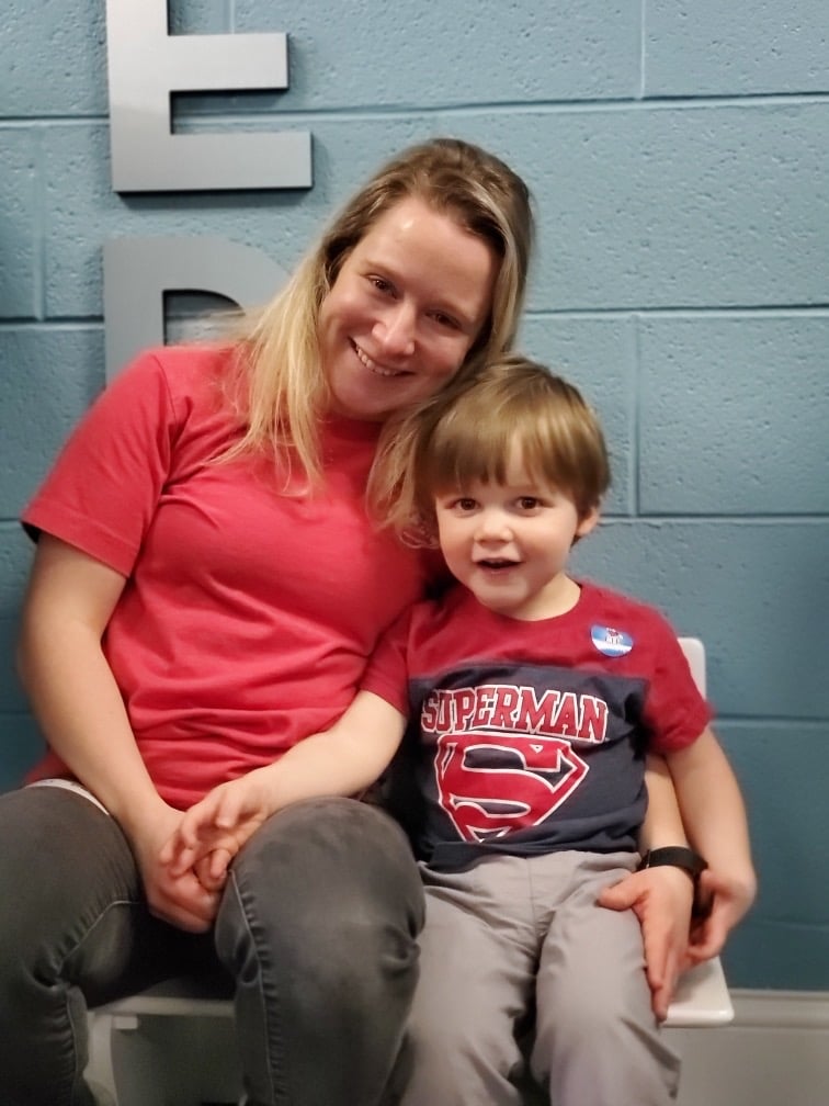 woman and child smiling