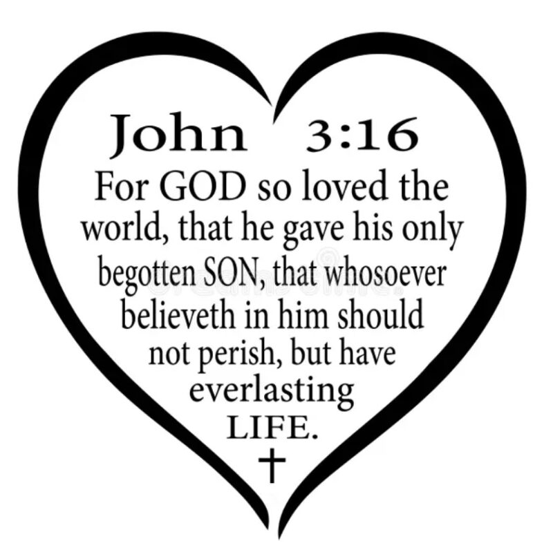 John 3:16 in heart shape.