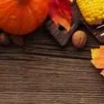 Thanksgiving food on wooden table background