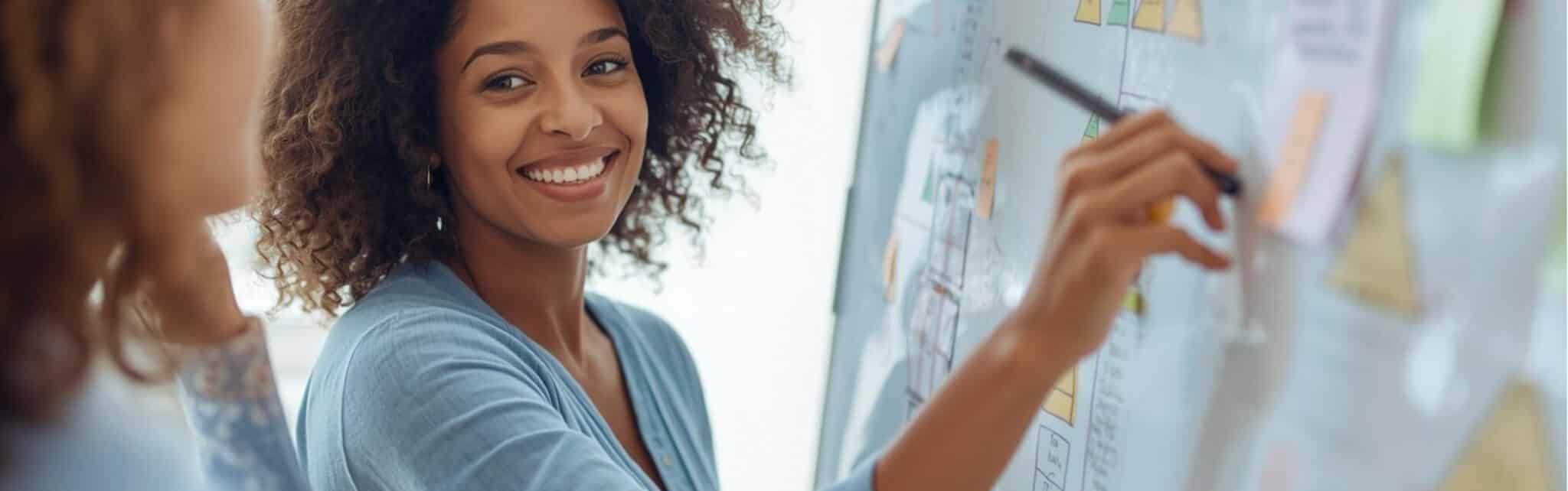 photo of african american woman at white board