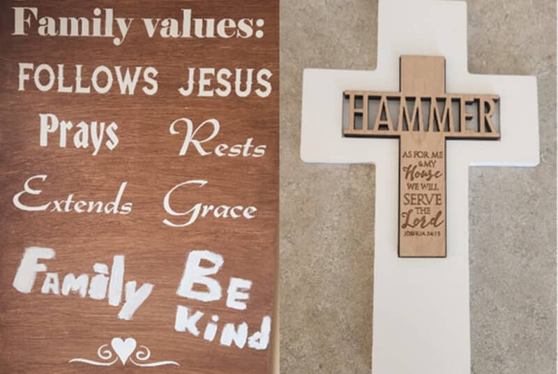 Hammer's plaque and cross.