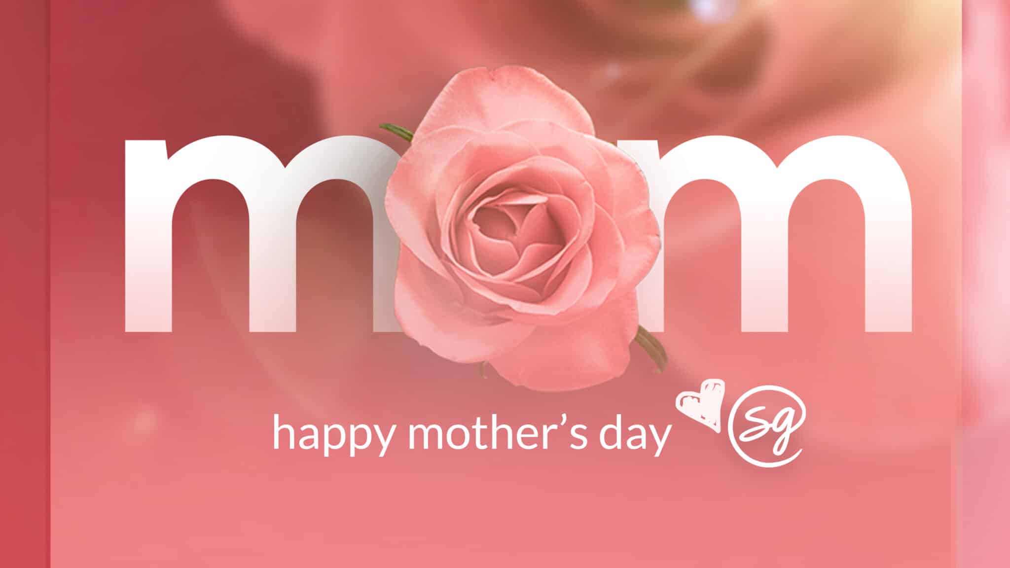 photo with the word mom and a pink rose