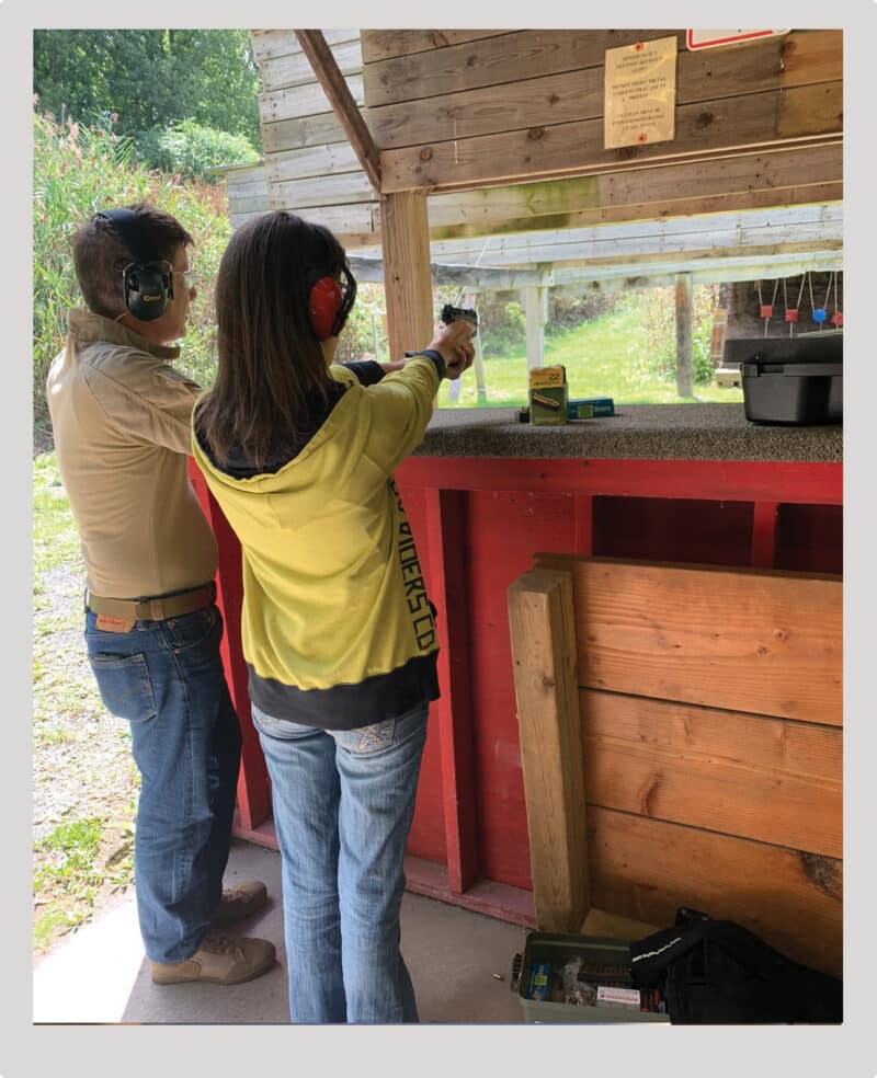 friends at shooting range outside